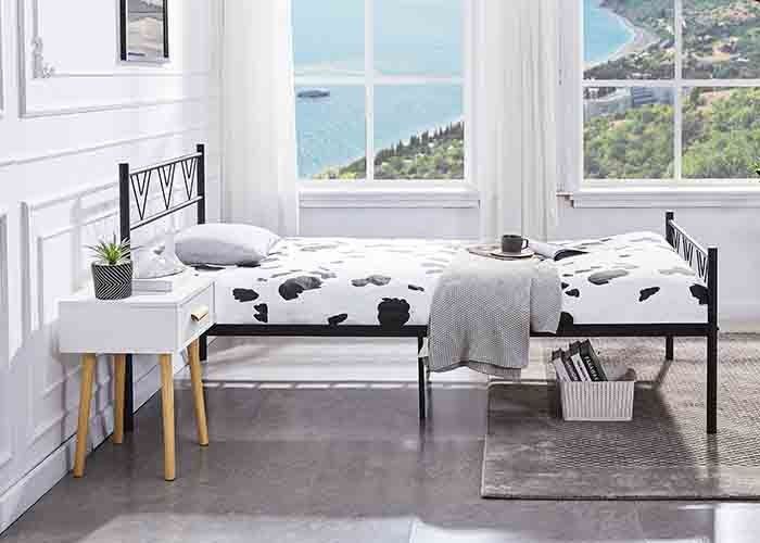 Simple Furniture Home Single Double Q235 Wrought Iron Platform Bed Frame Queen
