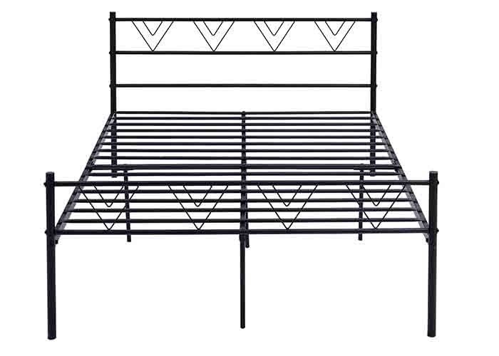 Simple Furniture Home Single Double Q235 Wrought Iron Platform Bed Frame Queen